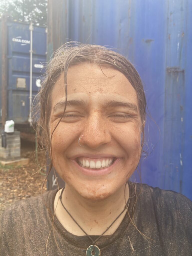 leana post playing in the mud