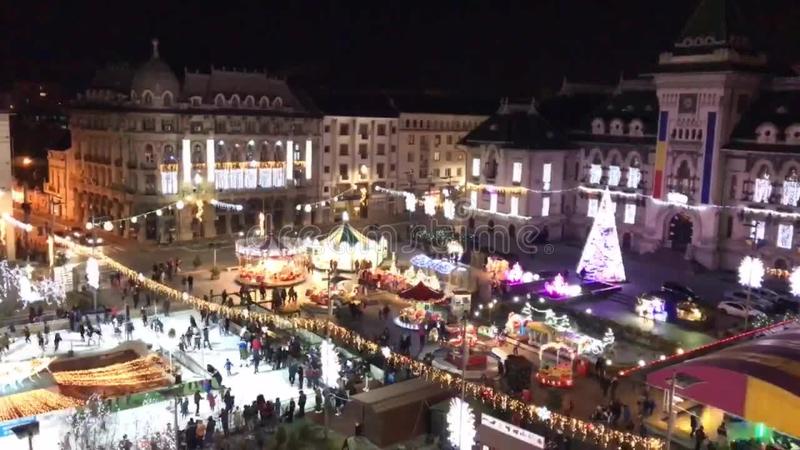 Craiova in Weihnachtstage stock video. Video von nacht - 90399807
